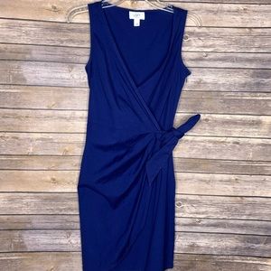 Loft Sz 4 P Blue Wrap Dress Sleeveless Cotton